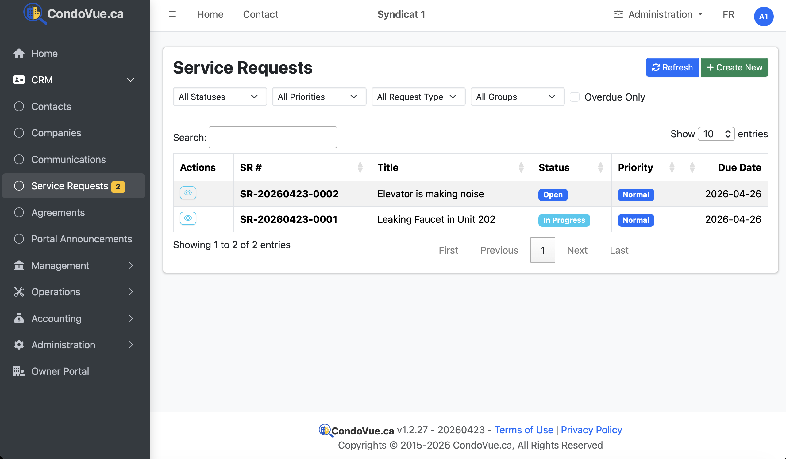 Service Requests